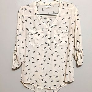 M Maurices Chiffon Blouse Bird Print
